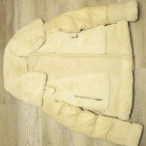 Women's HFX ivory, faux suede and faux rabbit fur jacket